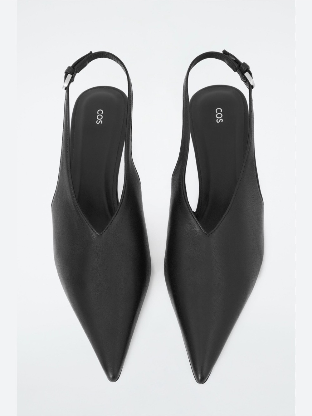 COS Black Pointed Leather Slingbacks